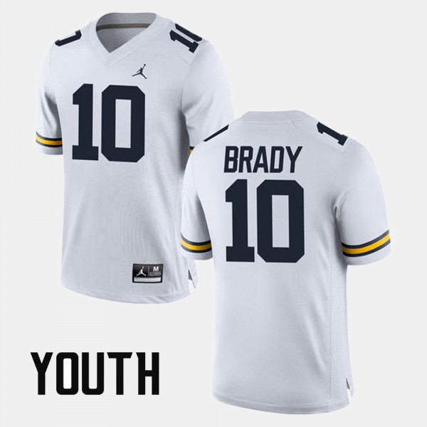 University of Michigan #10 Youth Tom Brady Jersey White Alumni Football Game Embroidery